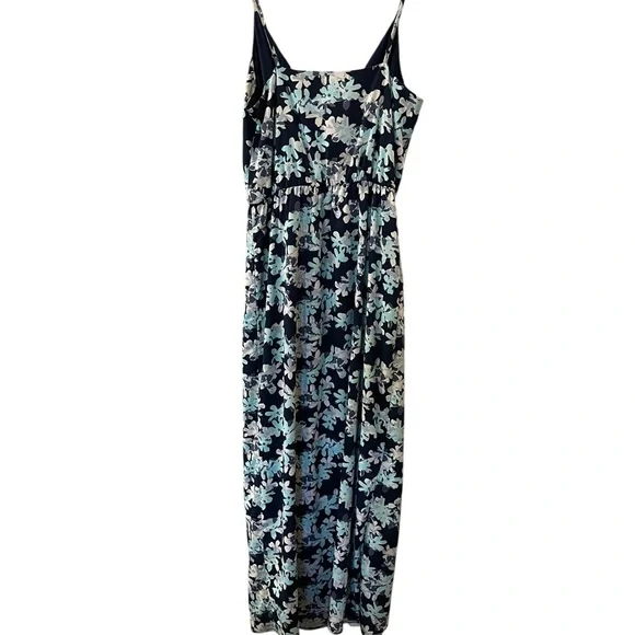 Banana Republic Faux Wrap Maxi Dress Floral Print Navy & Mint Size: 4 Petite - Picture 9 of 12